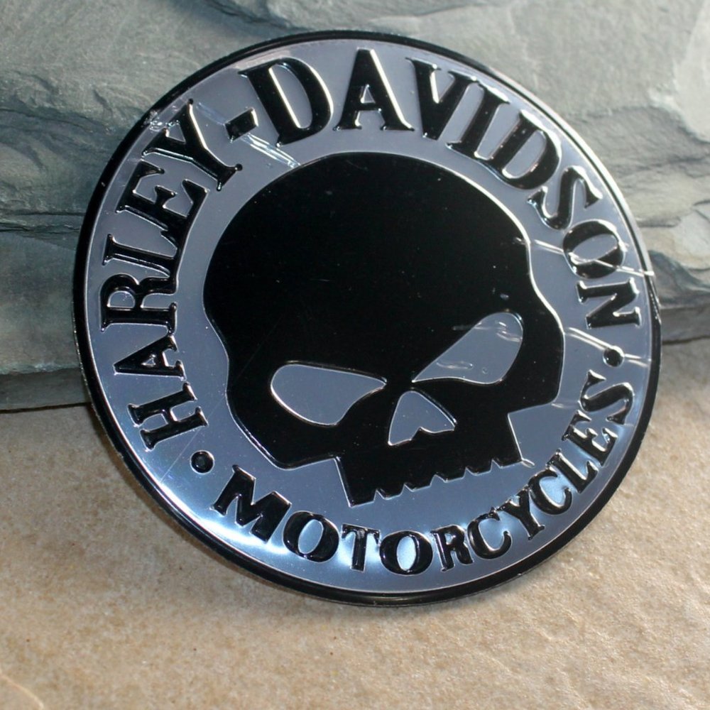 New Harley Davidson Gray Black Skull Sportster Emblem Gas Fuel Tank Decal Ba…